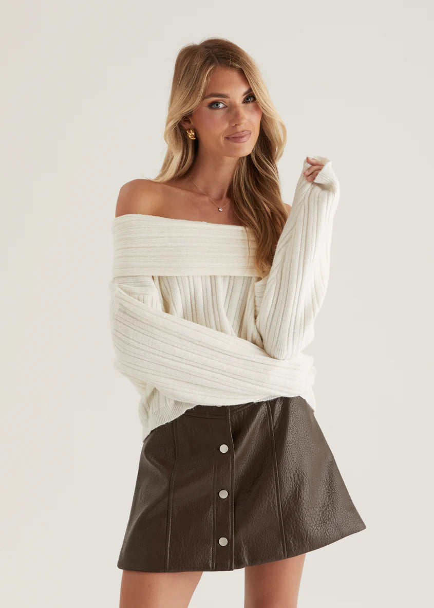 Shiloh Off Shoulder Sweater - Off White