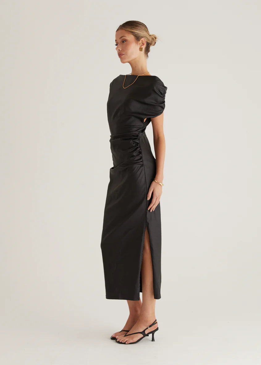 Astro Coated Midi Dress - Black