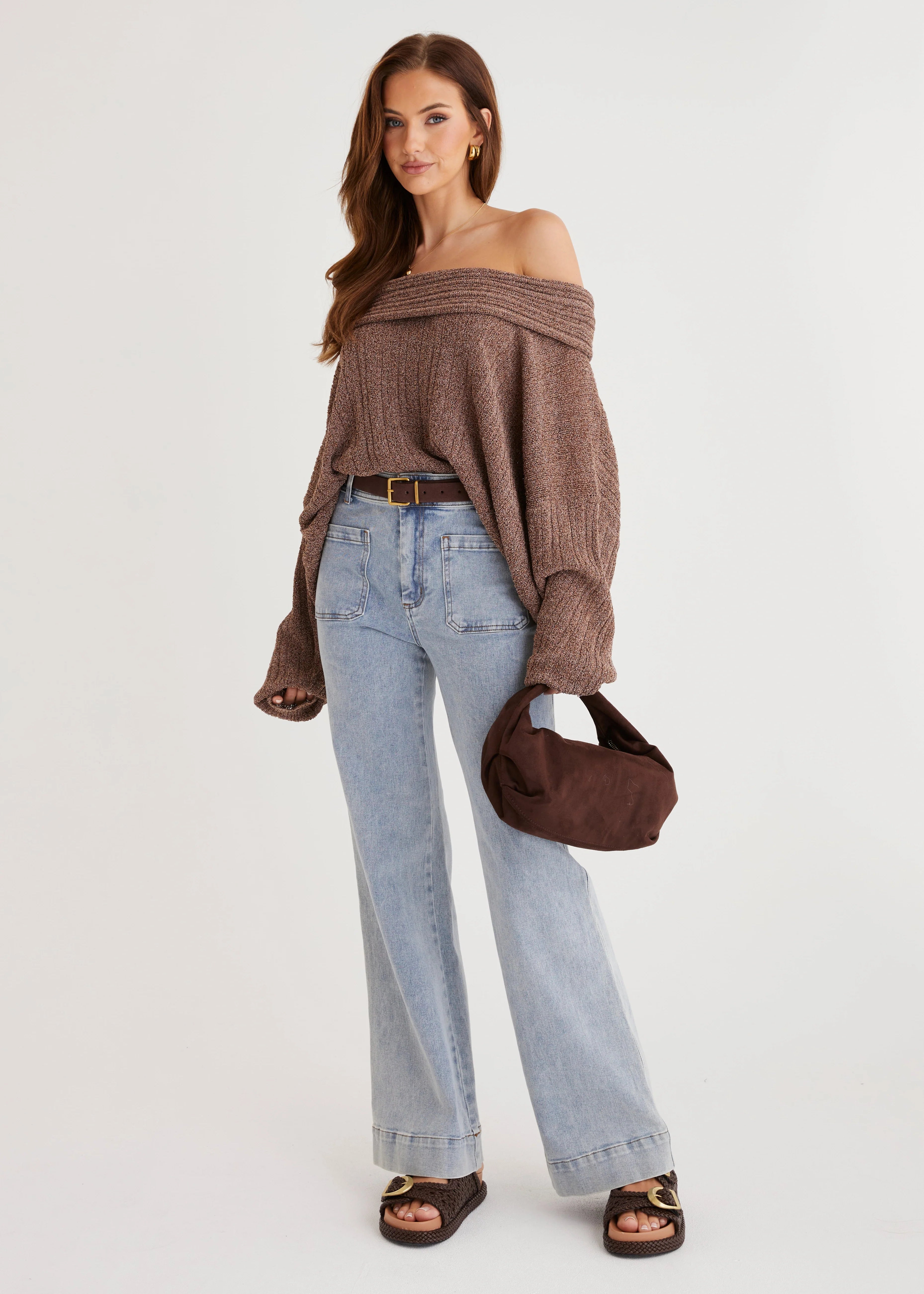 Knoxville Off Shoulder Sweater - Mocha