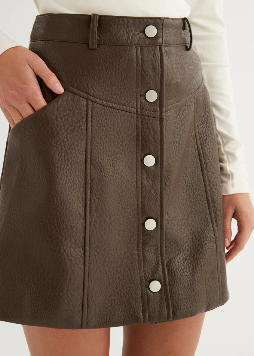 Bittersweet PU Skirt - Espresso