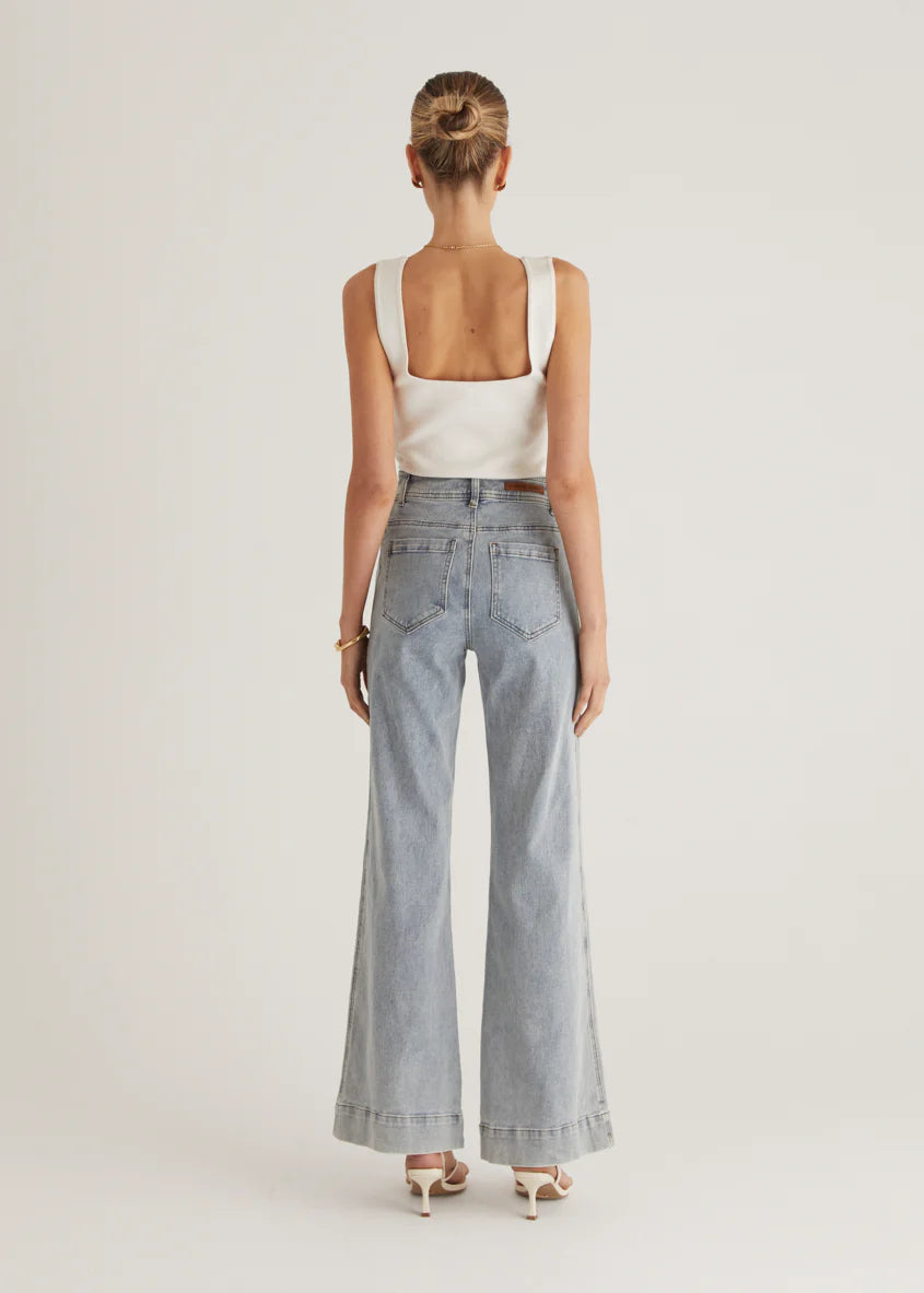 Zekroe Wide Leg Jeans - Light Blue