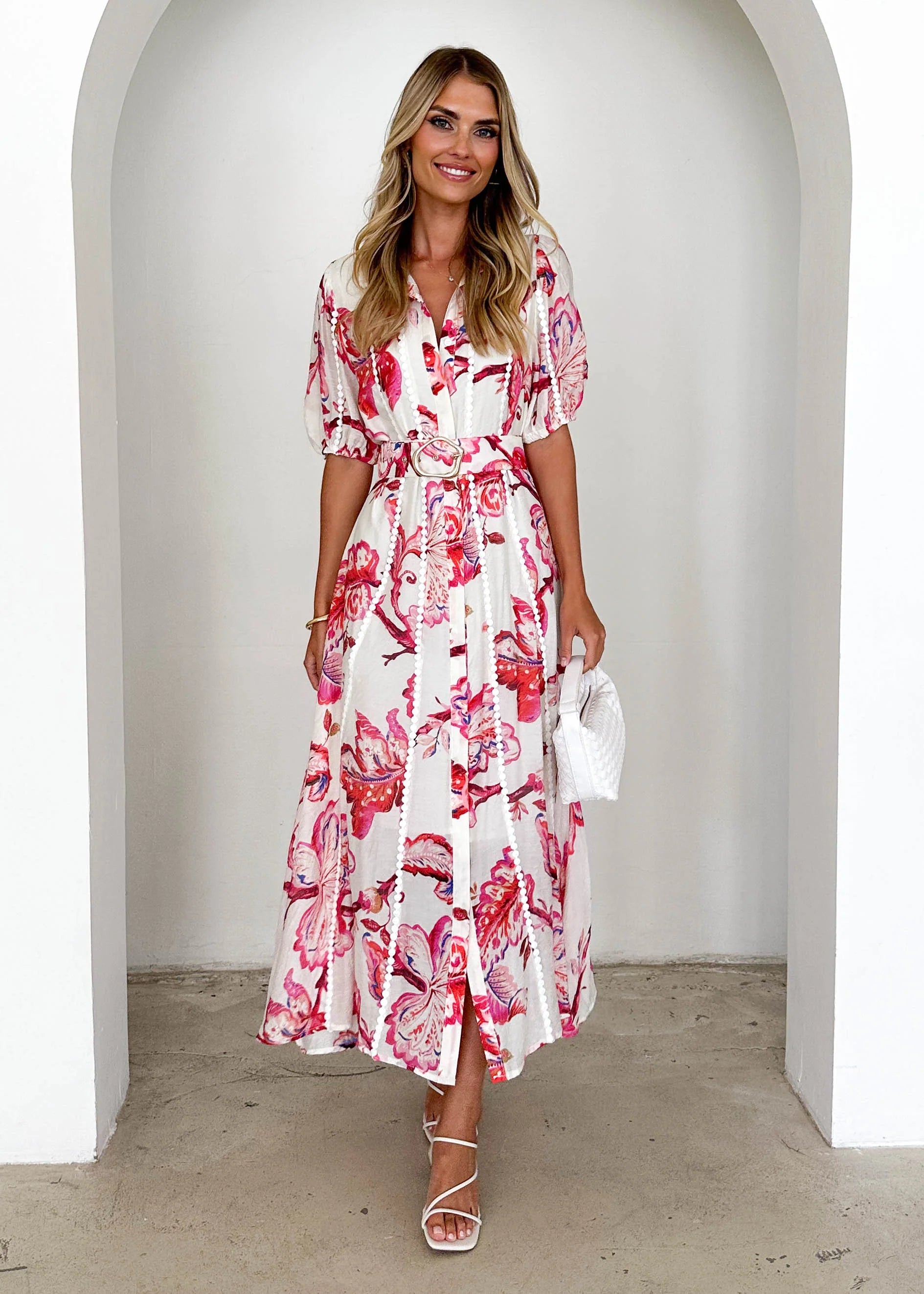Mannia Maxi Dress - Red Floral