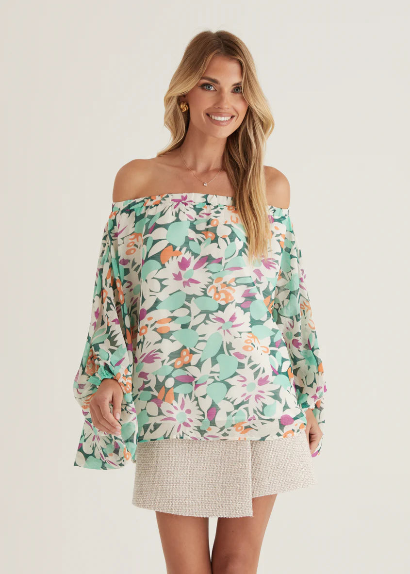 Bexley Off Shoulder Top - Rio Green