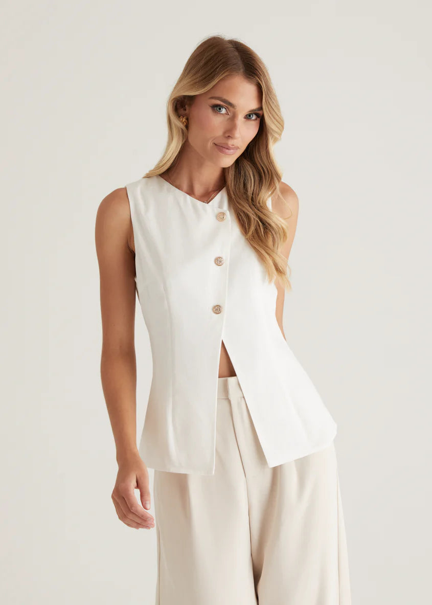 Jolie Vest Top - Off White