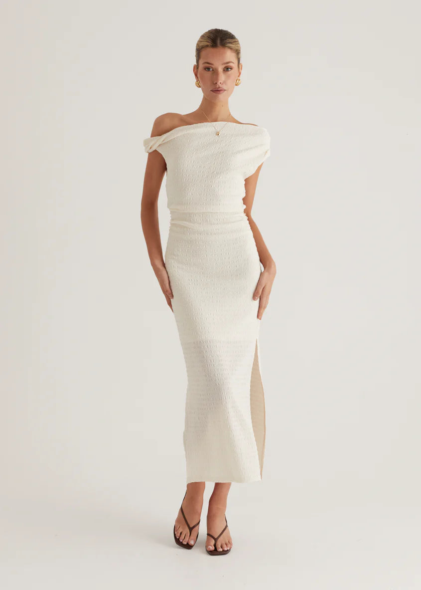 Archie One Shoulder Midi Dress - Cream