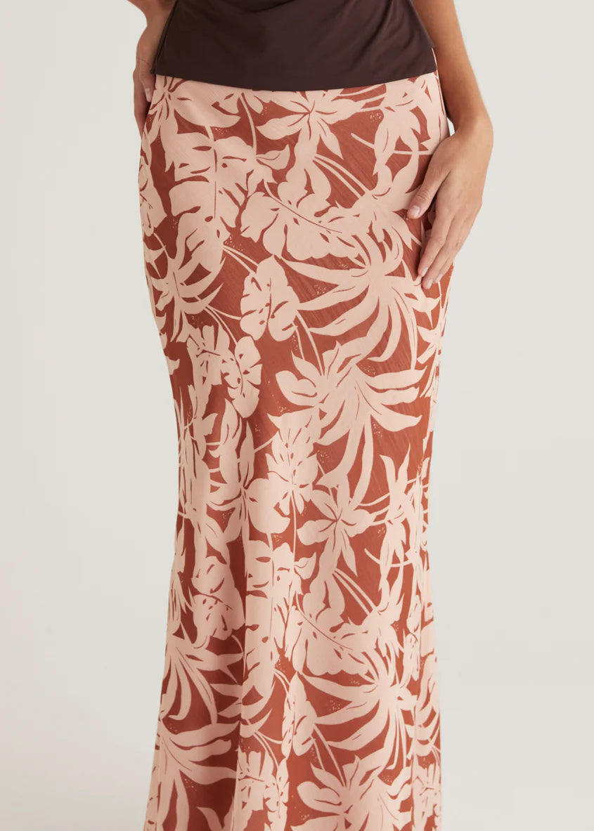 Cartez Maxi Skirt - Bronze Palm