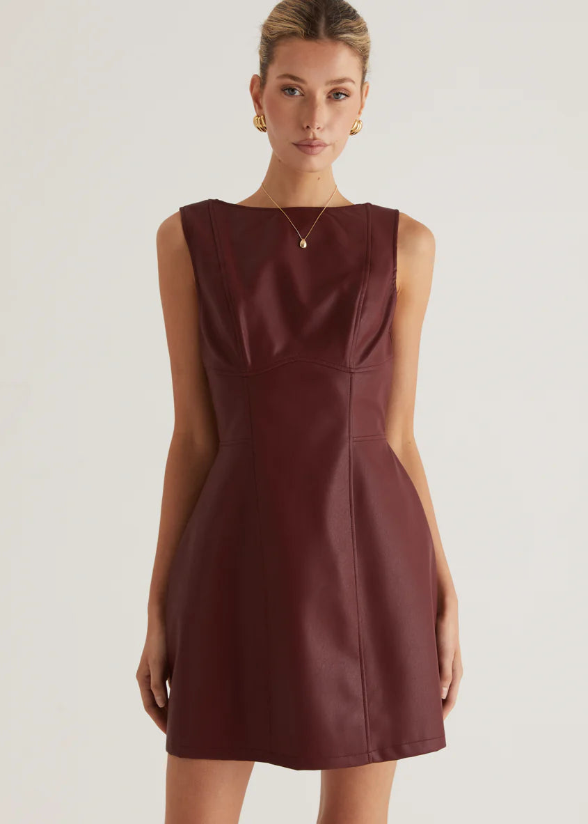 Nirvana PU Dress - Wine