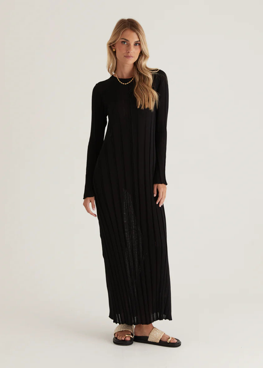 Serah Knit Midi Dress - Black