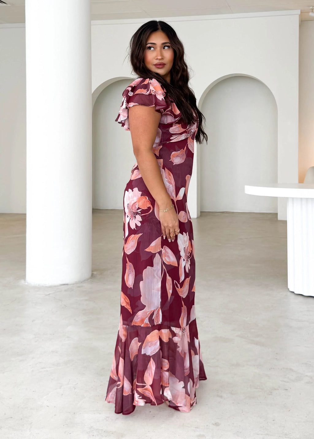 Rhapsody Maxi Dress - Burgundy Floral