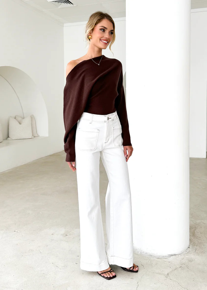 Zekroe Wide Leg Jeans - Off White