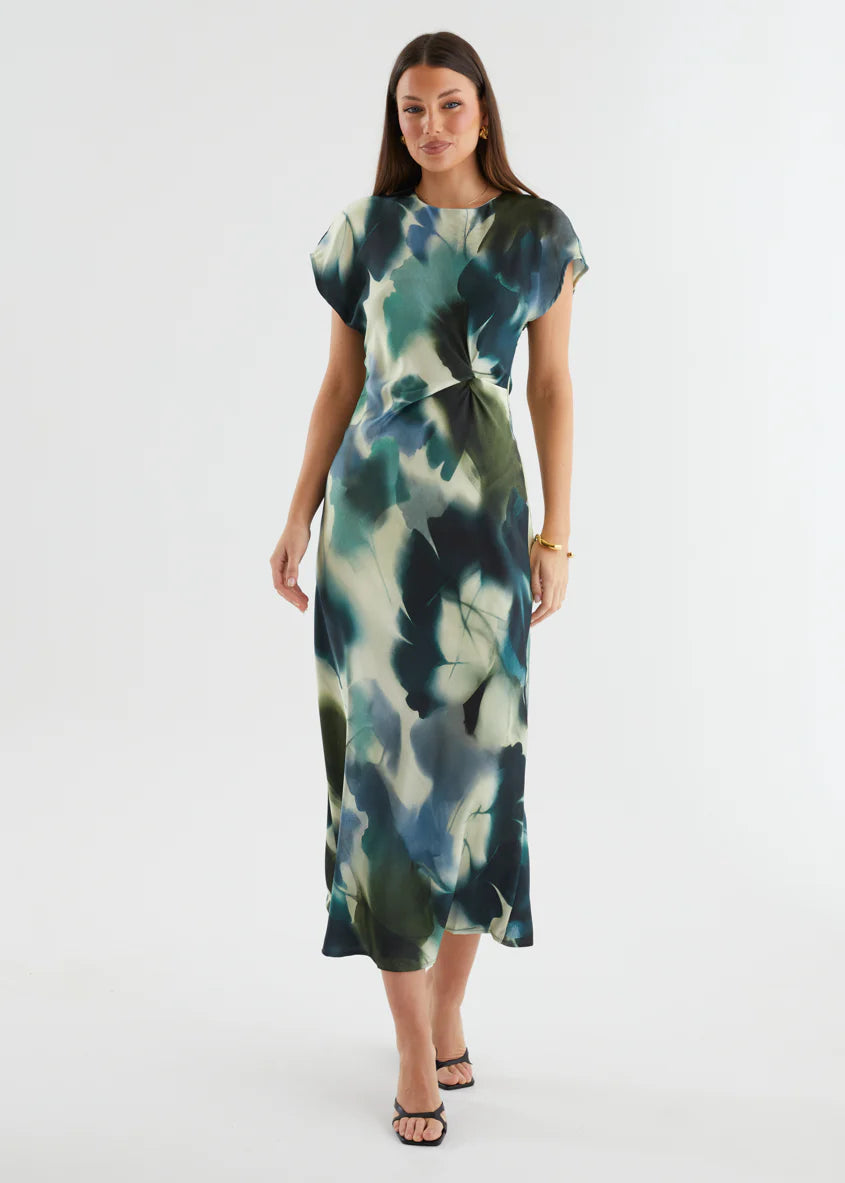 Odesza Maxi Dress - Olive Abstract