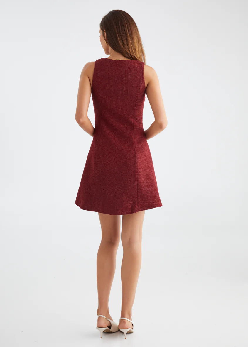 Miracle Tweed Dress - Merlot
