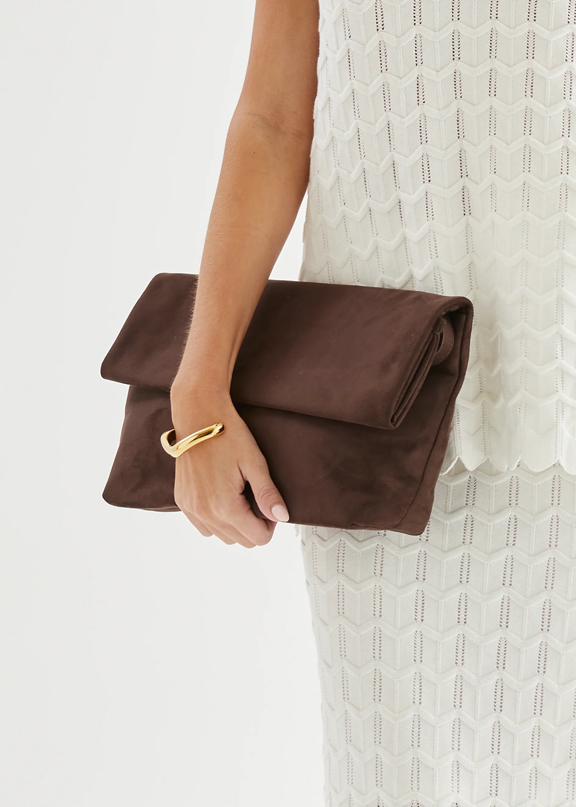 Rylee Clutch Bag - Dark Cacao Suede