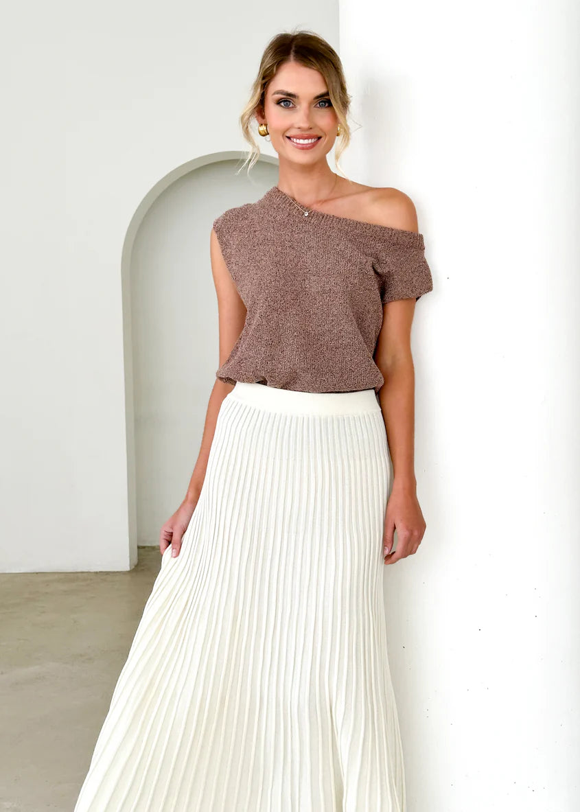 Skylee Knit Maxi Skirt - Cream
