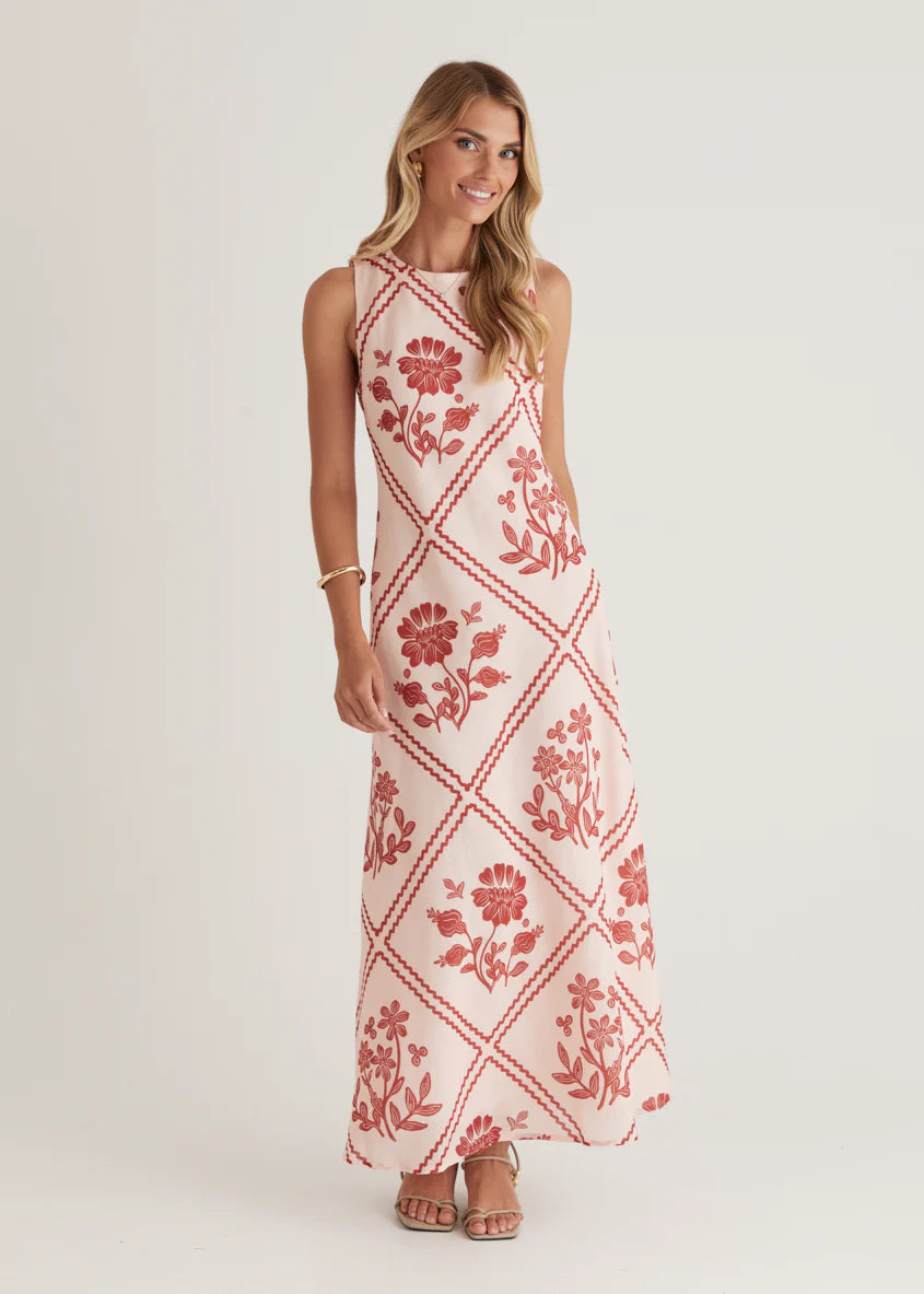 Xavier Maxi Dress - Red Floral