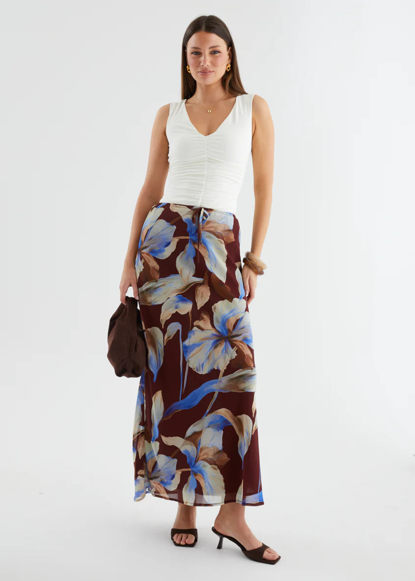 Skyla Maxi Skirt - Burgundy Anya
