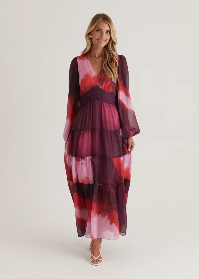 Mayella Maxi Dress - Plum Tie Dye