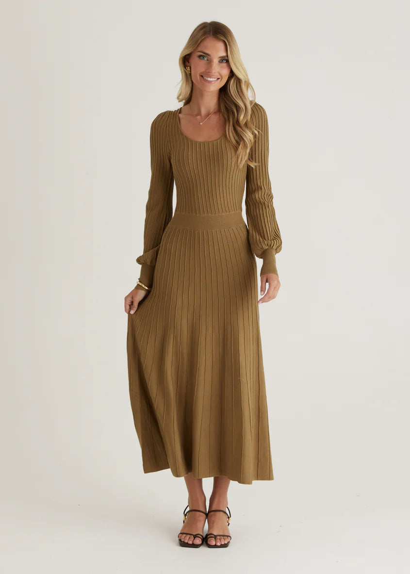 Orlah Knit Midi Dress - Moss Green