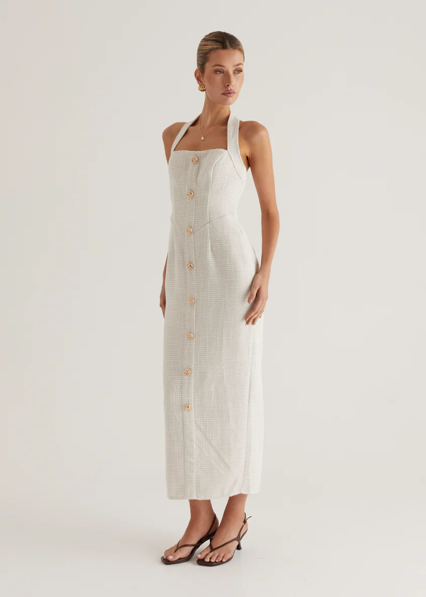 Marina Halter Midi Dress - Off White