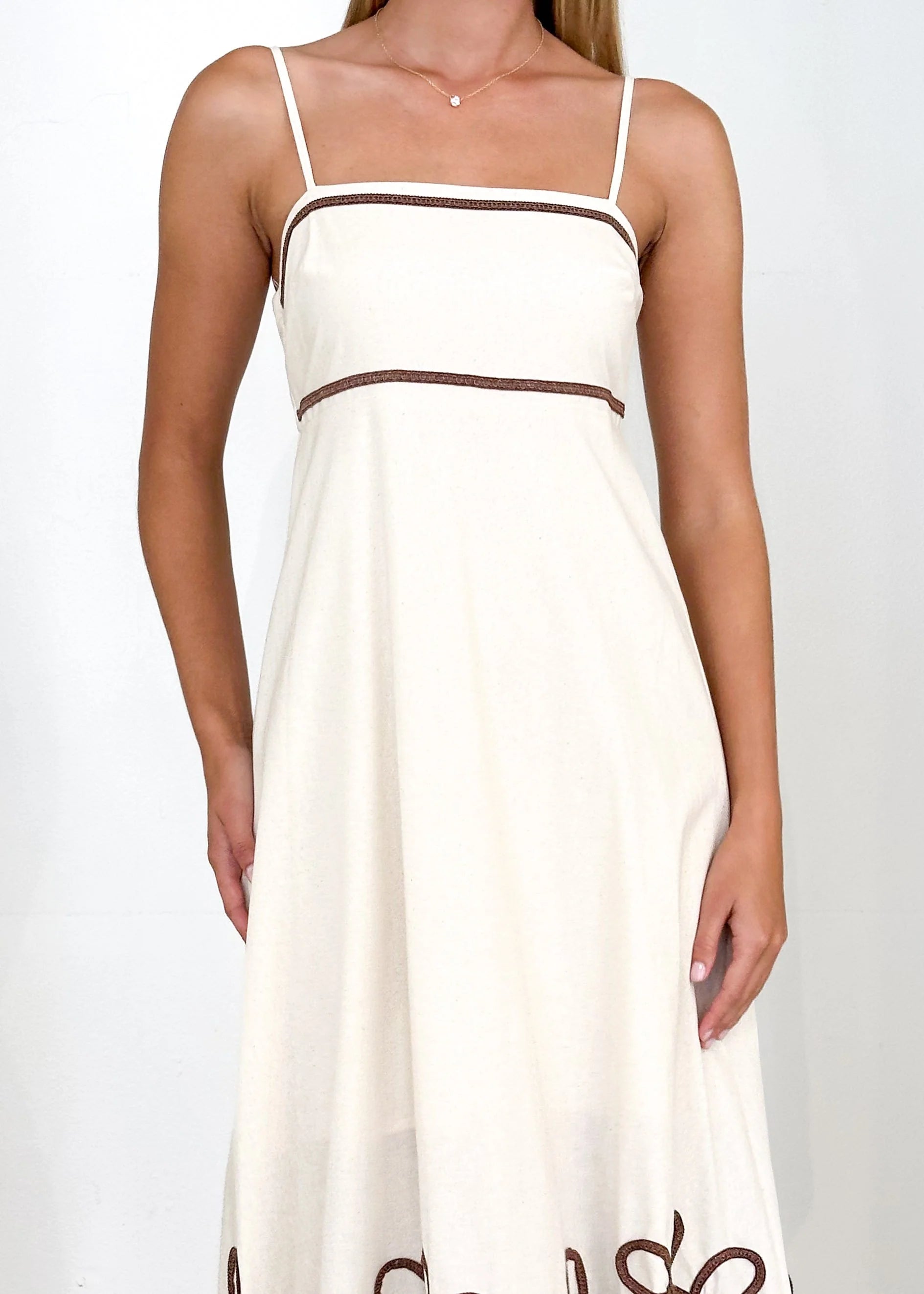 Lelsar Embroidered Maxi Dress - Cream