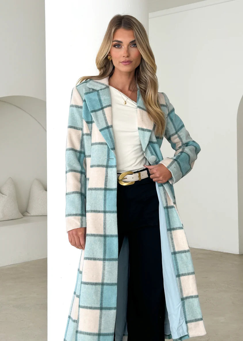 Steffy Coat - Blue Check