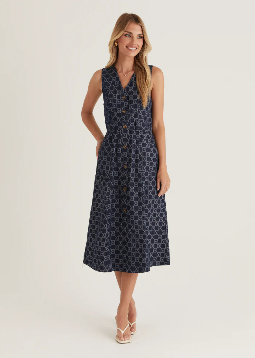 Hazel Midi Dress - Indigo