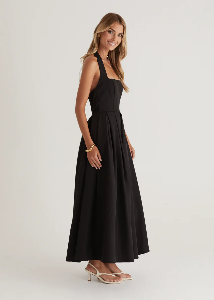 Leigh Halter Maxi Dress - Black