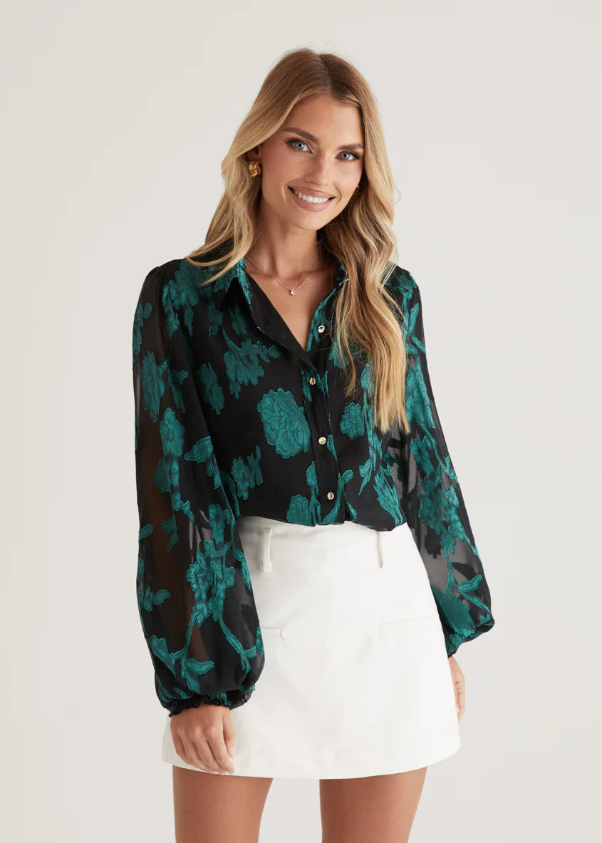 Avril Shirt - Emerald Floral