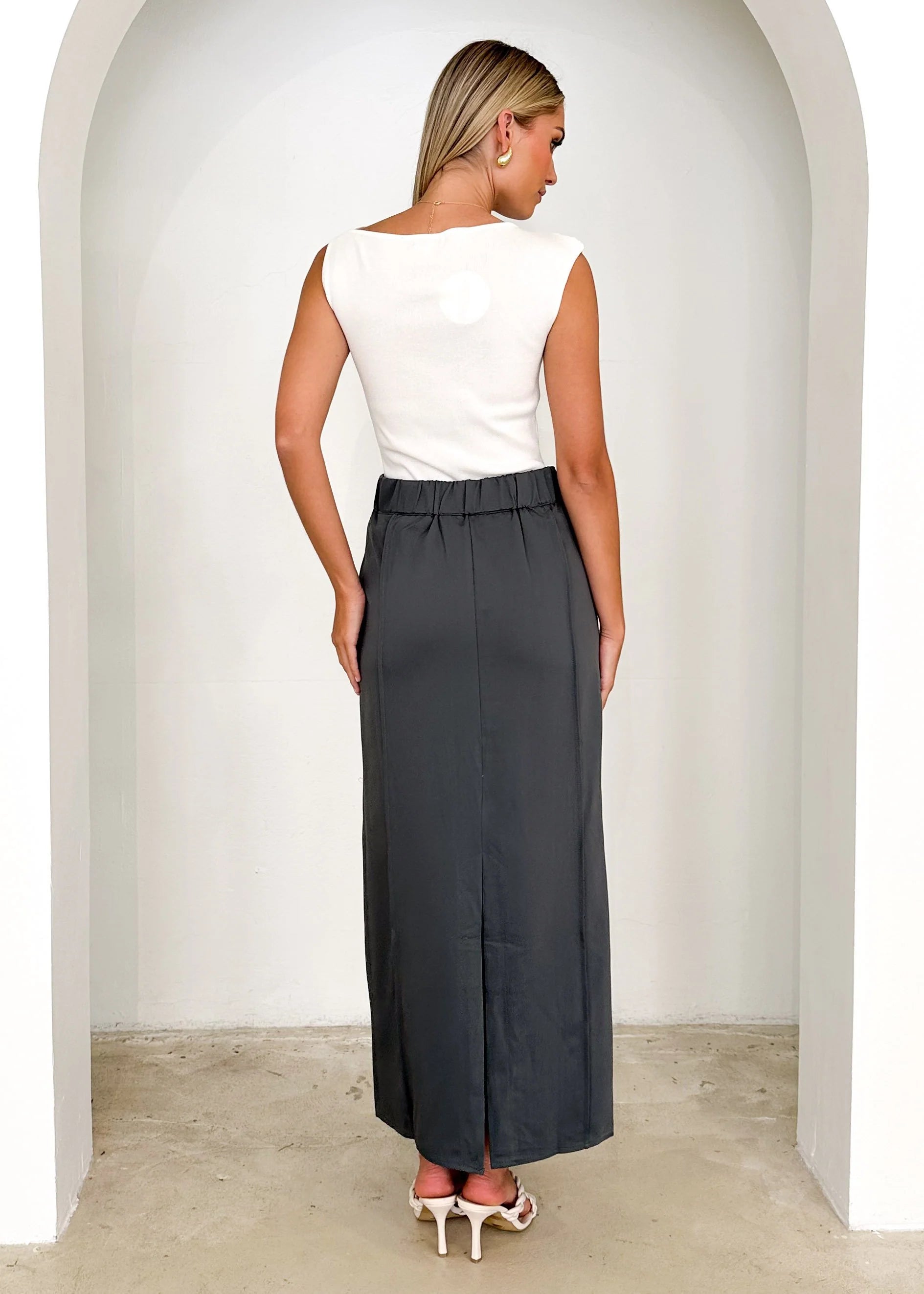Corina Midi Skirt - Charcoal