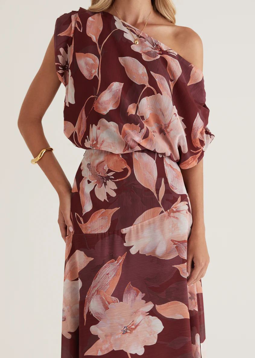 Tatum Maxi Skirt - Burgundy Floral