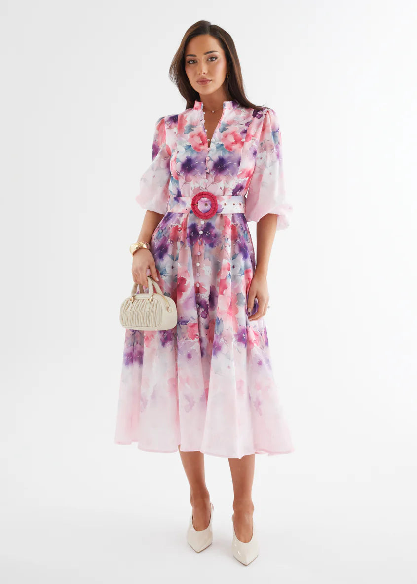 Mykaela Midi Dress - Lavender Blossom