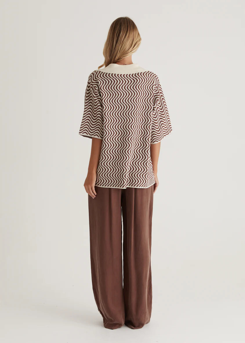 Charley Knit Top - Brown Swirl