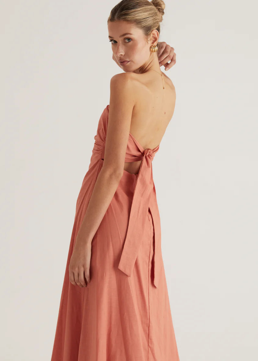 Emily Strapless Maxi Dress - Coral