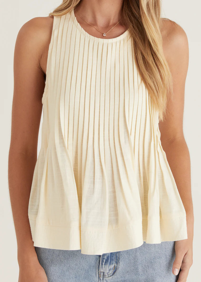 Norvina Pleated Top - Cream