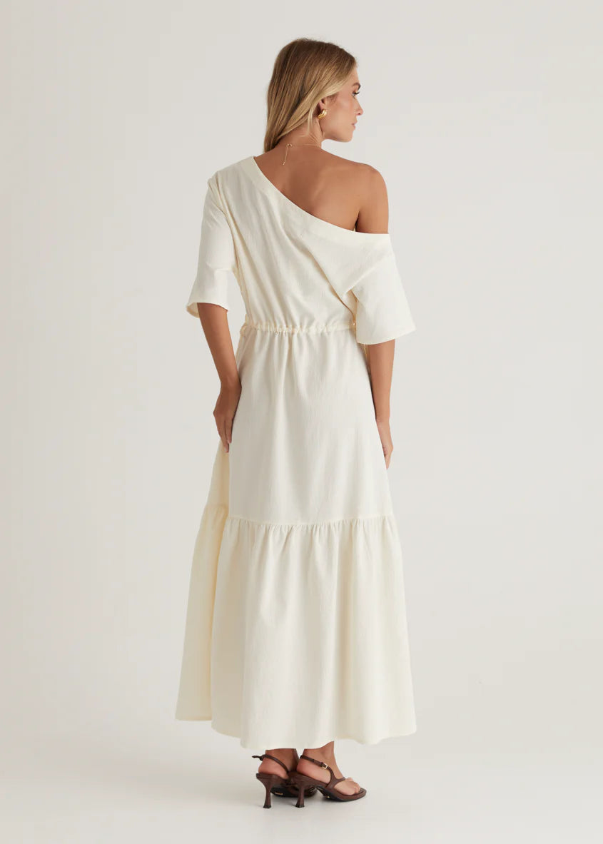 Loren Drop Shoulder Maxi Dress - Cream