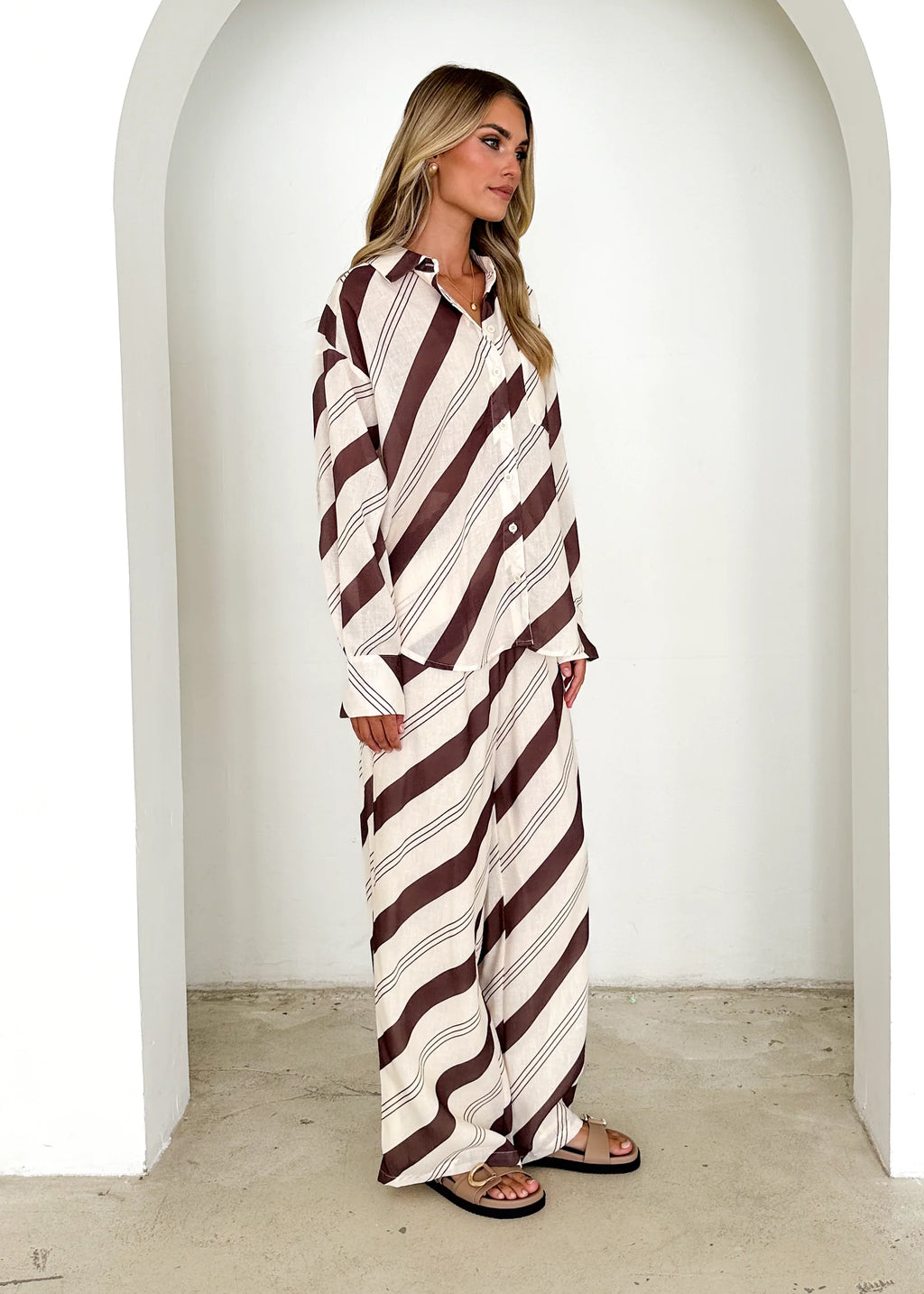 Jessa Shirt - Choc Stripe
