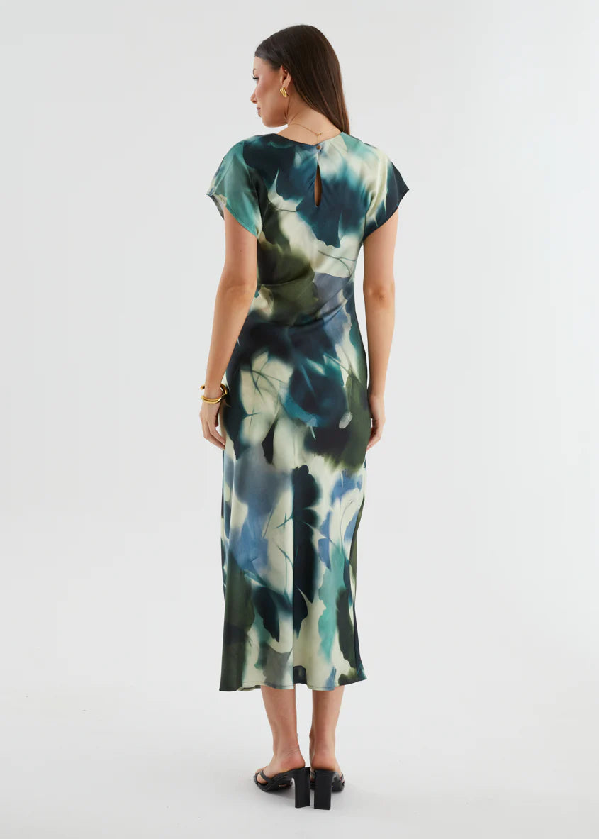 Odesza Maxi Dress - Olive Abstract