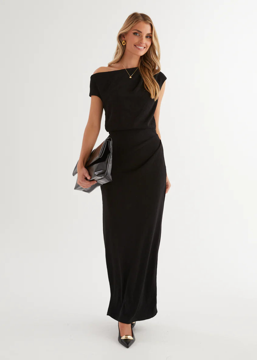 Tarni One Shoulder Maxi Dress - Black
