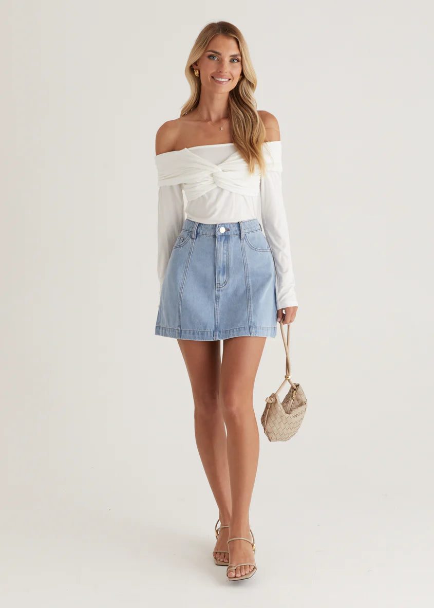 Sabine Denim Skirt - Light Blue