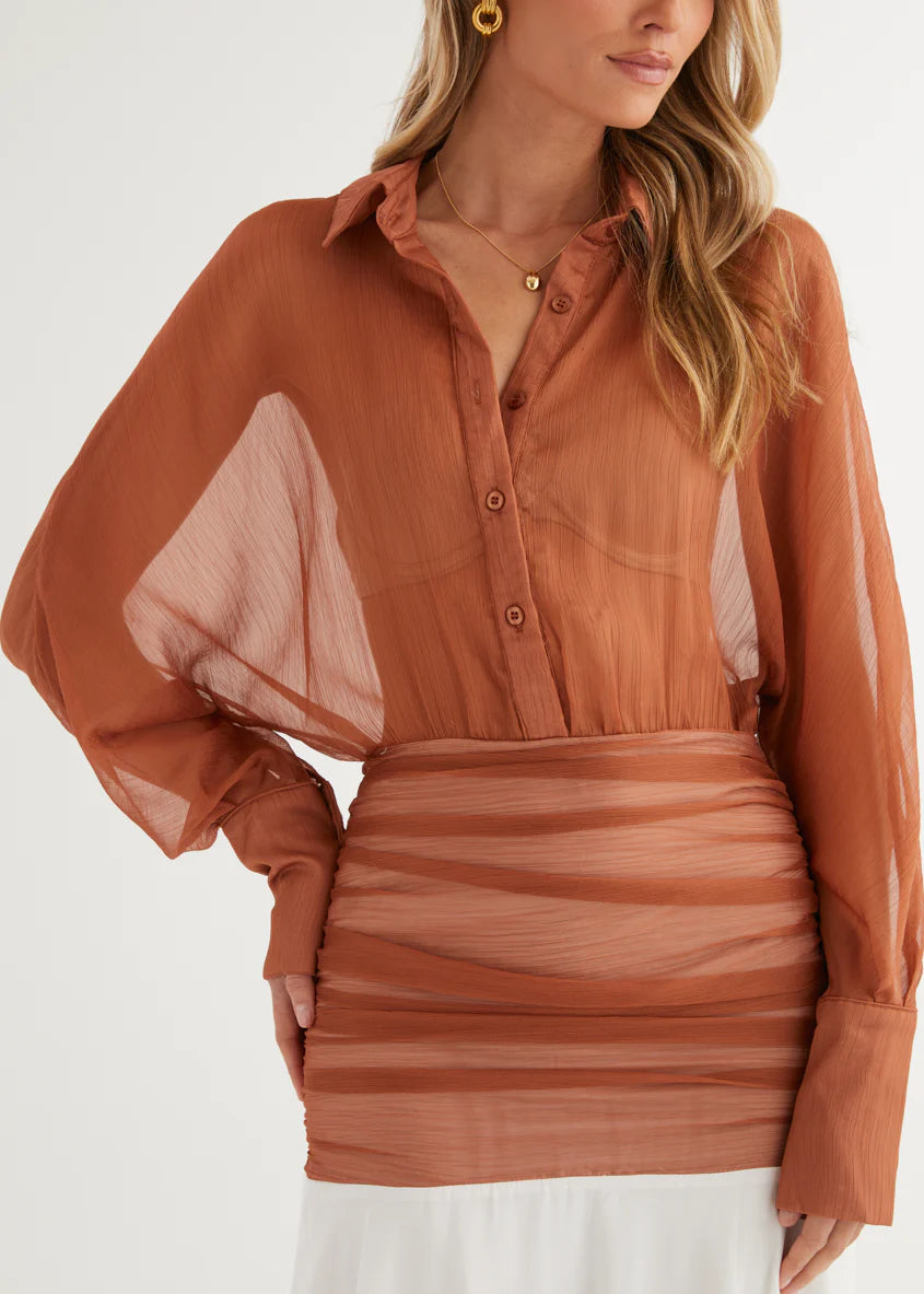 Starshine Midi Dress - Rust Splice