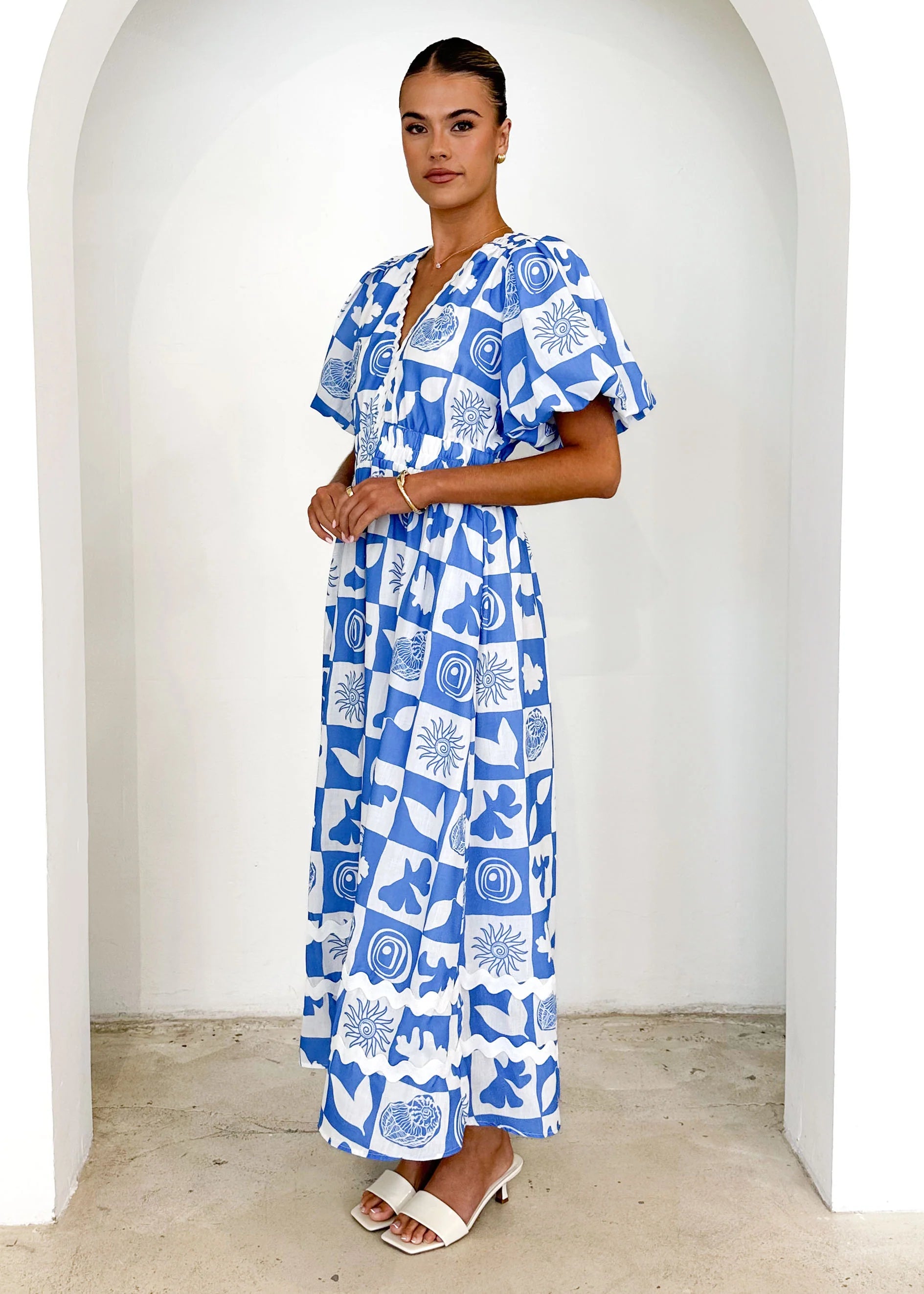 Paislee Maxi Dress - Blue Abstract