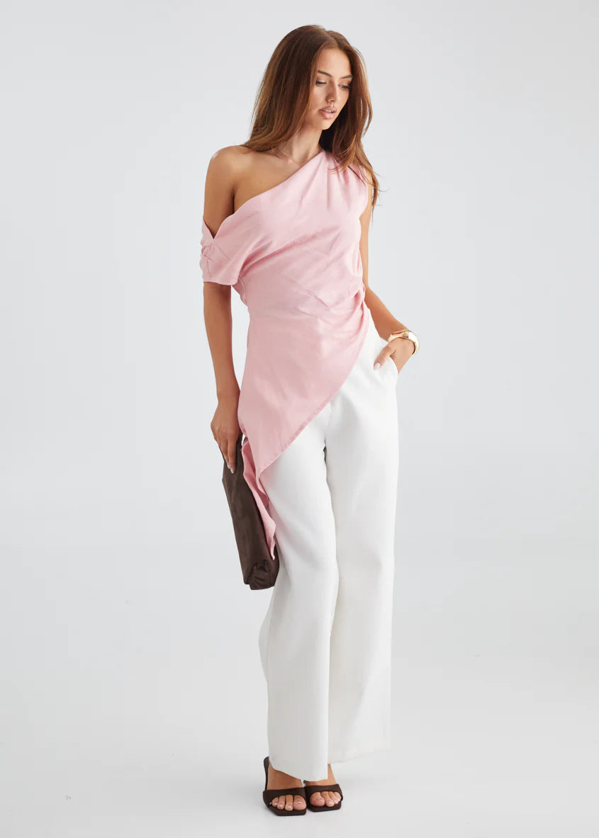 Kylo One Shoulder Top - Pink