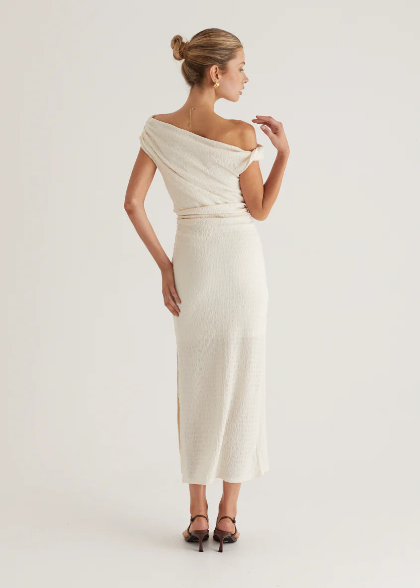 Archie One Shoulder Midi Dress - Cream