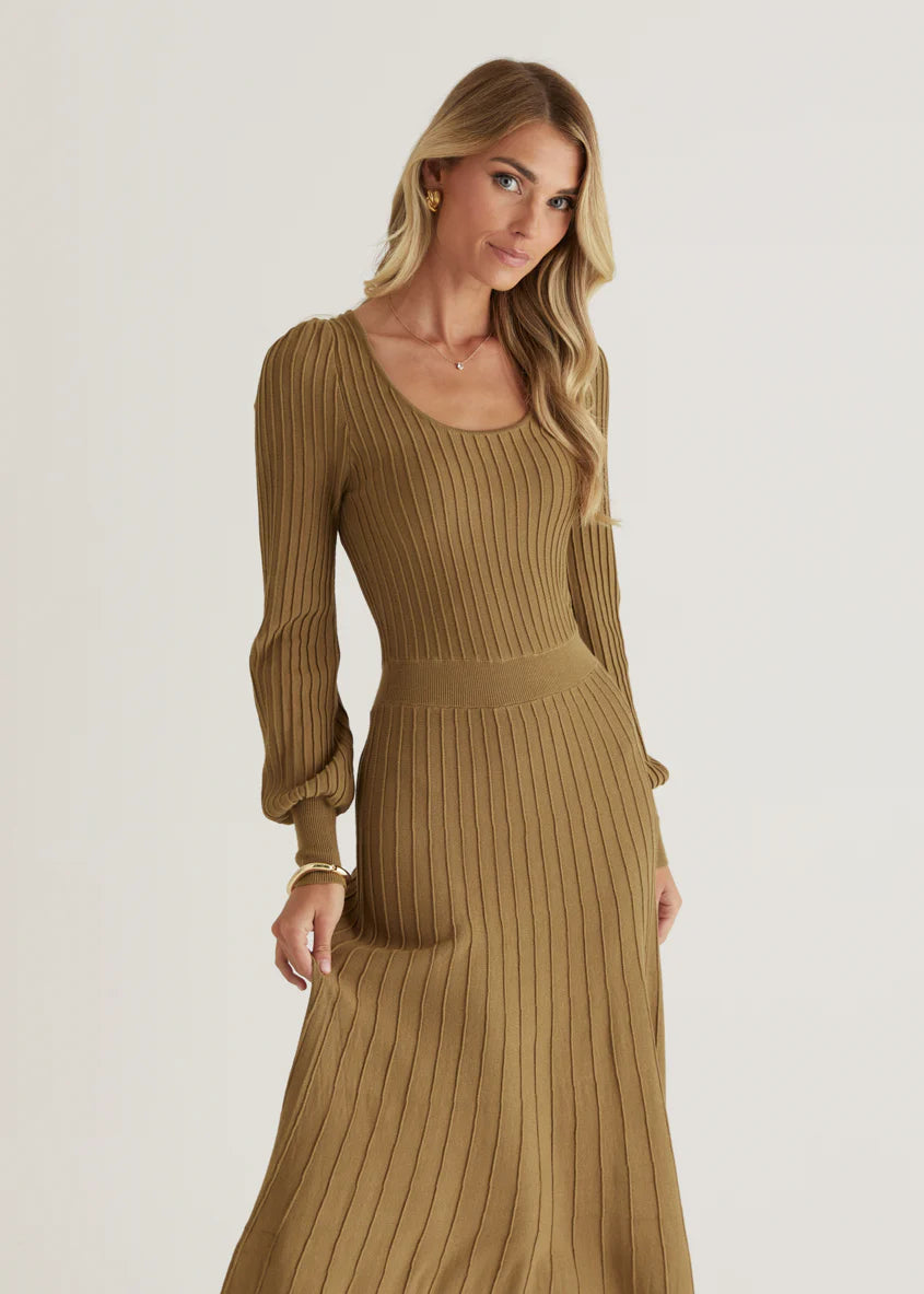 Orlah Knit Midi Dress - Moss Green