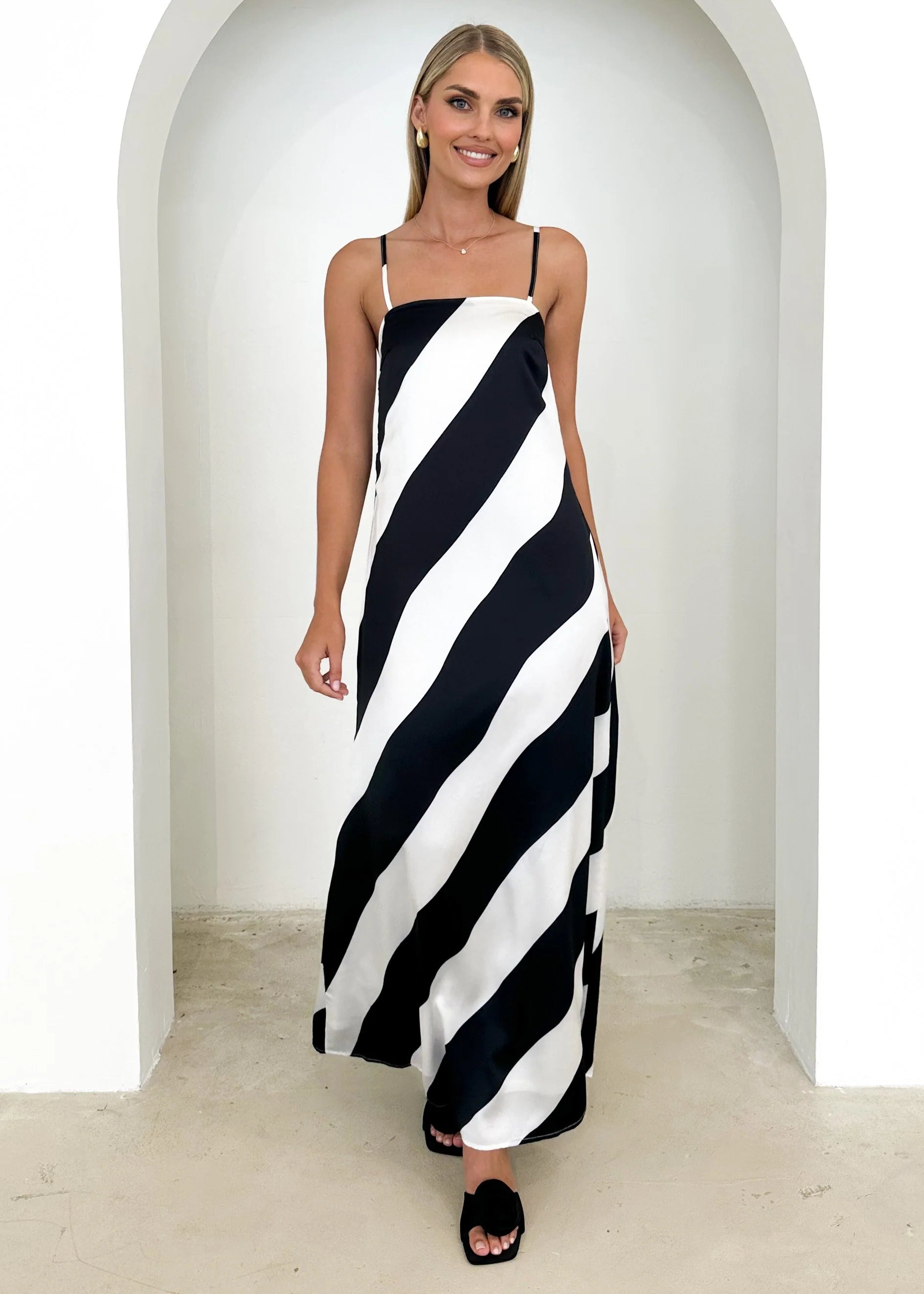 Kaela Maxi Dress - Black Stripe
