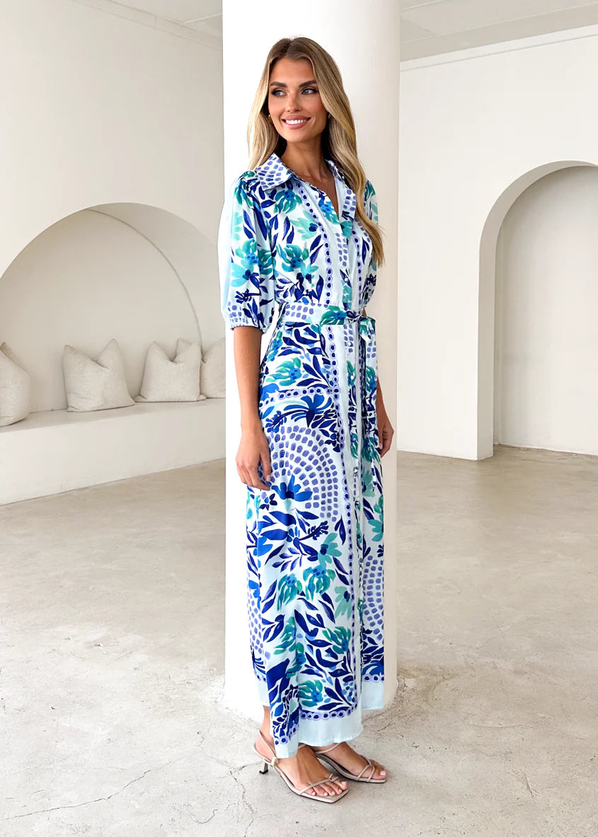Salsa Maxi Dress - Blue Abstract