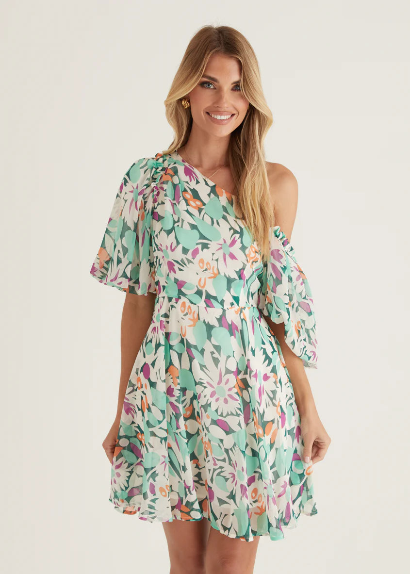 Cavo Off Shoulder Dress - Rio Green