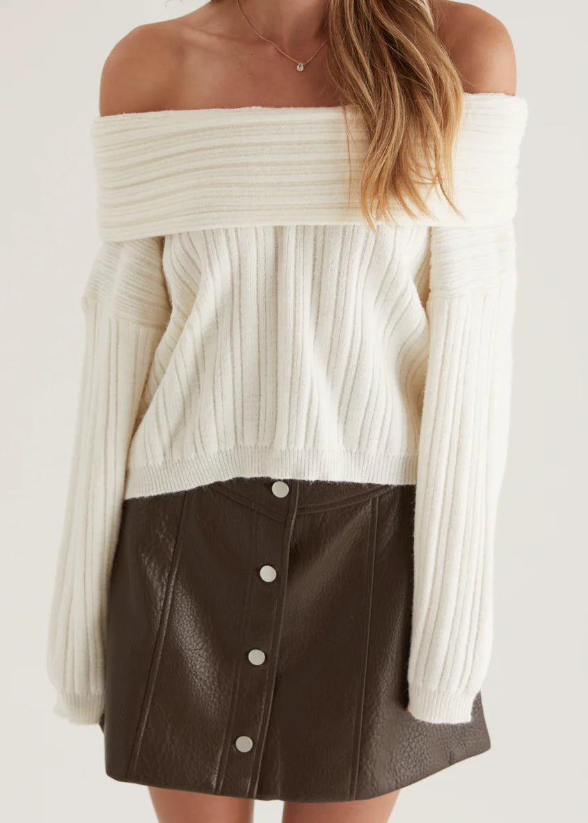 Shiloh Off Shoulder Sweater - Off White