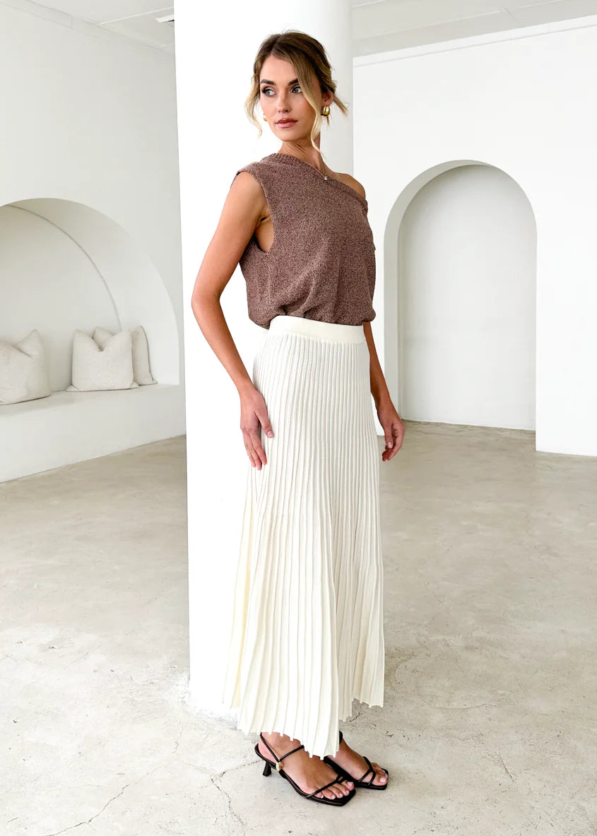 Skylee Knit Maxi Skirt - Cream