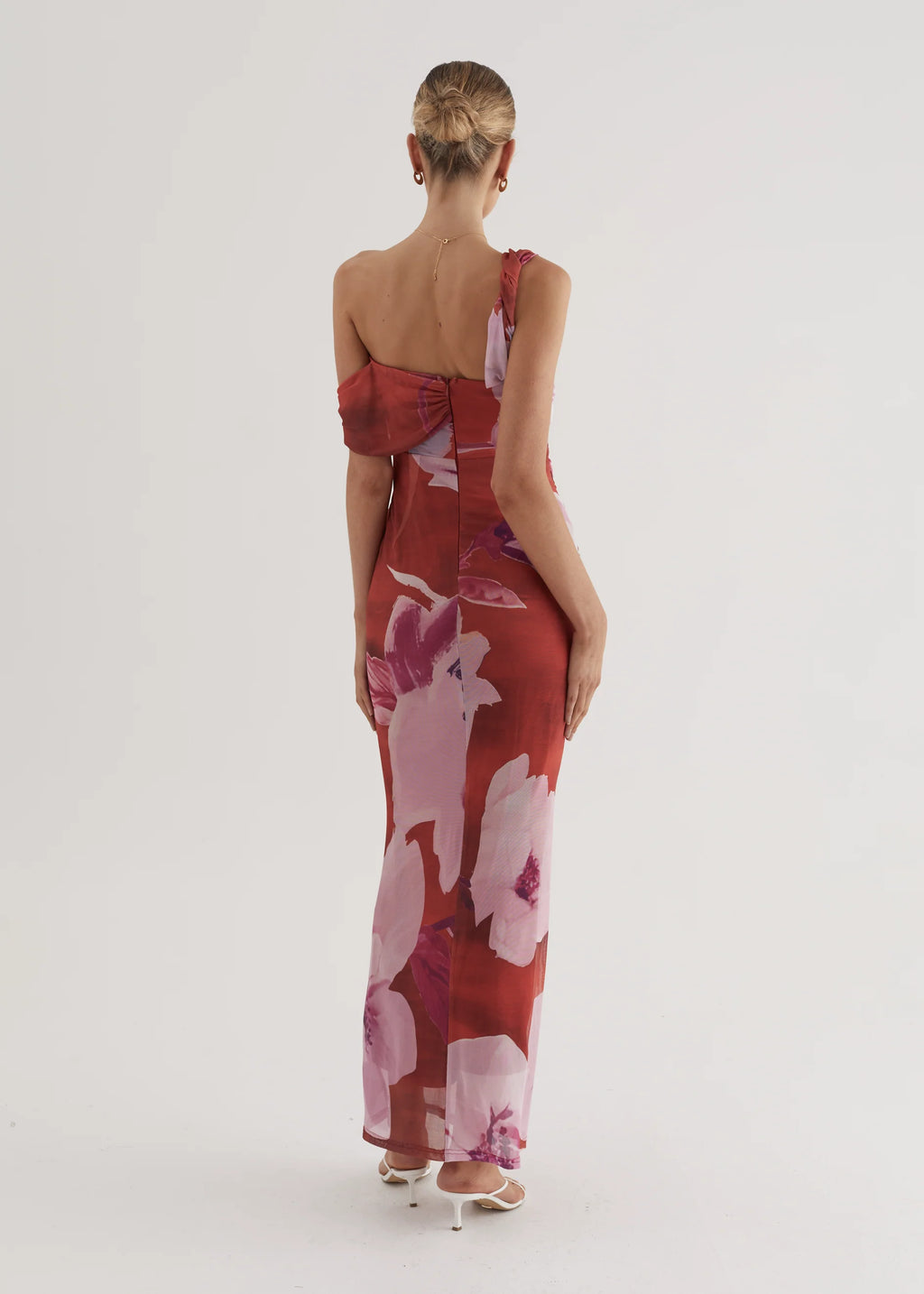 Helena Mesh Maxi Dress - Wine Flowers